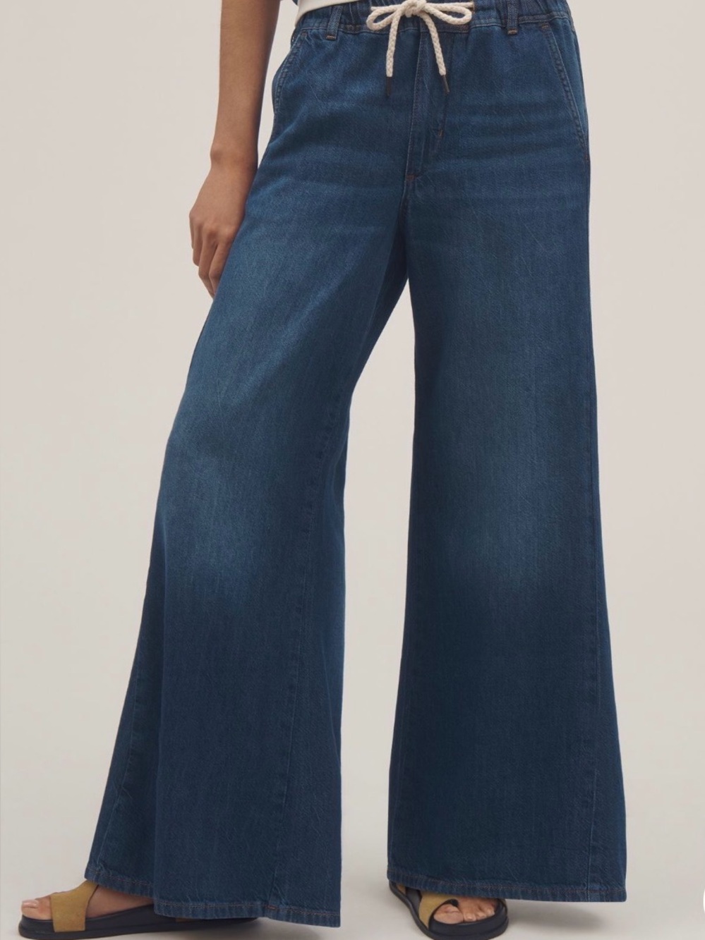 Pilcro Anthropologie Bootcut Denim Jeans in Blue with Drawstring